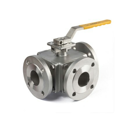 수동 핸드 레버 3방향 플랜지 볼 밸브